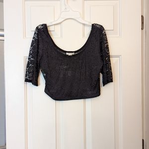 Black lace crop top